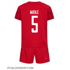 Danimarca Joakim Maehle #5 Prima Maglia Bambino Mondiali 2022 Manica Corta (+ Pantaloni corti)